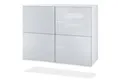 Vladon Kommode Rova V3 (Moderner Küchenschrank, mit 4 Push-to-Open Türen), Weiß matt / Weiß Hochglanz (92,5 x 73.5 x 35)