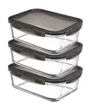 LocknLock: 3x Boroseal rechteckig 2,0l grauer Deckel (LLG455G/3)