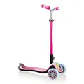 GLOBBER Elite Prime Roller – Tretroller Kinder ab 3 Jahre - Scooter 125/80 mm - ABEC 5, 3-rädrig – höhenverstellbar - LED-Rollen – Pink-weiß