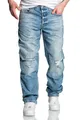 Amaci&Sons Herren Loose-Fit 90s Denim Jeans Hose Straight Baggy 7032 Grau W38/L30