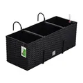 PAFEN Blumenkasten Blumentopf Rattan-Optik mit Halterungen 4 Farben Pflanztopf Wasserstandsanzeiger Balkonkasten Pflanzkästen Anthrazit