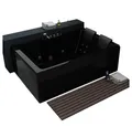 DEKO VERTRIEB BAYERN Whirlpool-Badewanne Luxus LED Whirlpool Badewanne Black 180x120 cm+Heizung+Hydrojets+Ozon