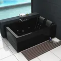 Luxus SPA LED Whirlpool Badewanne Black 180x120 cm+Armatur+Hydrojet+Heizung