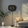 Stehleuchte Stehlampe Wohnzimmerleuchte 3-flammig Blätter schwarz gold H 180 cm