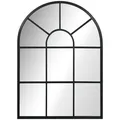 Wandspiegel, Fenster-Design, Flurspiegel, Metallrahmen, 70x50 cm, Schwarz