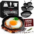GUSSKÖNIG Bratpfanne Gusseisen (6er Set) - Gusseisenpfanne klein Ø 13,5 cm - 6x kleine Pfanne Gusseisen -eingebrannte Gusseisenpfanne Grill - 30 Jahre Garantie