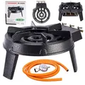 Ein Gas-Hockerkocher 9,8kW Gusseisenstruktur Campingkocher + Reduzierstück