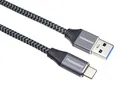 PremiumCord USB 3.2 Gen 1 Verbindungskabel, Datenkabel SuperSpeed bis zu 5Gbit/s, Ladenkabel bis zu 3A, Leistung 60W, USB Typ A Stecker auf USB Typ C Stecker, Farbe schwarz, Länge 3m