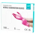 EUROPAPA® 100x Nitrilhandschuhe Einweghandschuhe Einmalhandschuhe Untersuchungshandschuhe Nitril Handschuhe puderfrei ohne Latex unsteril latexfrei disposible gloves (S, Rosenrot)