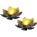 2er Set LED Solarleuchte, Lotusblume, 25 cm