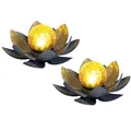 2er Set LED Solar Außen Lampen Lotus Blumen Garten Beleuchtung Seerosen Design Leuchten 25 cm