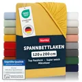 Blumtal® Spannbettlaken 120x200cm - Bettlaken aus Microfaser - Oekotex zertifiziertes Spannbetttuch 120x200 - Spannbettlaken 120x200 / Spannleintuch 120x200cm - Bettlaken - Spicy Mustard - Gelb
