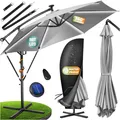 KESSER® Ampelschirm Alu Sonnenschirm mit LED Solar Inkl. Abdeckung & Fernbedienung