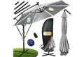 KESSER Ampelschirm ⌀350cm Alu Sonnenschirm mit LED Solar Inkl. Abdeckung & Fernbedienung, Kurbelschirm mit Ständer Wasserabweisend, 360° Funktion & UV-Schutz