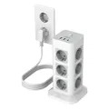 TESSAN Mehrfachsteckdose mit Verlängerungskabel 2M, 12 Fach Steckdosenleiste mit USB C und 2 USB A, Steckerleiste Überspannungsschutz, 3600W Steckdosenturm Verteilersteckdose für Zuhause, Grau