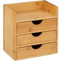 Relaxdays Schreibtischorganizer Bambus Natur mit 3 Schubladen 21 cm x 20 cm x 13 cm 1,3 kg