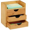 Relaxdays Schreibtisch Organizer mit 3 Schubladen Hellbraun