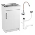 Stamar | Küchenschrank - Weiß - Spüle - 50 x 40 cm - Beige Flexible Armatur - mit Siphon