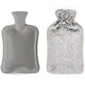 Blumtal Wärmflasche Premium Wärmflasche mit Bezug & Tasche aus weichem Kunstfell, (Auslaufsichere Flasche aus Naturkautschuk für Kinder und Erwachsene), Wärmeflasche aus Naturkautschuk und Handwärmer grau ohne Tasche