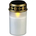 PEARL Solar-LED-Grabkerze mit flackerndem Licht und Akku, 12,5 cm, weiß