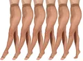 BANANALU 15 Den zehenfreie weiche Strumpfhose Toeless transparent Open Toe Toeless 15 Caramel 6er Set XXL
