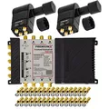 Premium X Multischalter Set 9/8 Multiswitch 2X Rocket 3° Multifeed Quattro LNB 32x F-Stecker, Satverteiler 2 SAT für 8 Teilnehmer