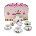 GICO Kinder Teeservice Spielkoffer Teeset Cupcake Spielzeug Porzellangeschirr 13 -TLG - 36379