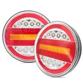 AOJO 2 stück lkw anhänger rückleuchten rund 12v 24v universell, led rücklicht rund satz mit E9 E-geprüft - IP67 wasserdicht