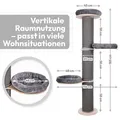 PET VIOLET Cat Tower A 185 cm – Wandmontierter Kratzbaum aus Massivholz & Sisal, Komfort-Kissen, 3 Ebenen, stabiler Katzenbaum für große Katzen... - Grau