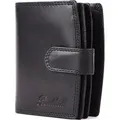 Benthill Damen Geldbörse Echt Leder - Geldbeutel mit RFID Schutz - Portemonnaie mit viele Kartenfächer - Echtleder Vintage Damenbörse inkl. Gesc... - Schwarz
