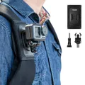 TELESIN Rucksack Schultergurt Halterung für GoPro Hero 13/12/11/10, DJI Osmo 360/Action, Insta360 X5 mit Verstellbarem Schulterpolster und J-Haken, Gurthalter-Befestigungssystem, Action Kamera Zubehör