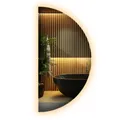 Halbkreis Halbmond Wandspiegel mit LED Rahmenlos Modern Premium Wohnzimmer 80 cm
