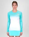 BIDI BADU Damen Crew Gradiant Longsleeve - Aqua, White, Größe:S
