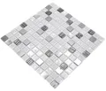 Mosani Mosaikfliesen Mosaik Fliesen Edelstahl weiss silber Glasmosaik