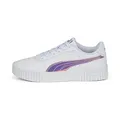 PUMA Mädchen Carina 2.0 Holo Jr Sneaker, Puma Weiß Puma Silber, 38.5 EU