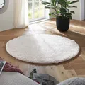 Taracarpet Flokati Teppich Langflor Kuscheliger Shaggy Weich Hochflor Wohnzimmer Schlafzimmer Home deko Modern Flauschig Anti-Rutsch Unterseite Creme 200 cm rund