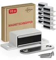 LouMaxx Magnetschnäpper stark – 10er Set weiß – Türmagnet für Schrank- und Möbeltüren mit 4 kg Haltekraft – Magnetverschluss inkl. Montagematerial