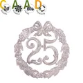 „25“ Jubiläumszahl Silber - Festliche Zahl - Blumenstecker