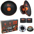 SP Audio SP-EM6.5 KIT, 1 kit 2-Wege-Lautsprecherset 16,5 cm 165 mm 6,5", 200 Watt RMS, 400 Watt Max., 4 Ohm, mit 2 Mitteltönern, 2 Hochtönern und 2 Frequenzweichen, Türen, für Autos, 1 Set