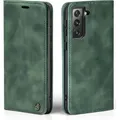 Handy Hülle für Samsung Galaxy S21 5G Klapphülle Bookcase Flip Cover Handy Tasche Etui Farbe: Grün - Grün