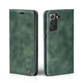 LBH Handyhülle für Samsung Galaxy S21 5G in Grün mit Karten- und Geldfach Smartphone Hülle mit Standfunktion Flip Case Schutzhülle Magnetverschluss Vintage
