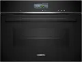 Siemens CS736G1B1 iQ700 Kompaktbackofen mit Dampffunktion, 59,4 cm breit, 47 L, Wassertank, Grill, 4D Heißluft, Home Connect, schwarz, 