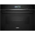 Siemens CS736G1B1, Smarter iQ700 Einbau-Kompaktdampfbackofen, 60 x 45 cm, Schwarz, Made in Germany, Dampfgaren, Hydrolyse Selbstreinigung, Touchscreen, Air Fry, 4D Heißluft, Backautomatik, Pizzastufe