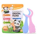 Zahnseide Sticks 80 Stück für Kinder - Bunte Tiergriffe Dental Floss