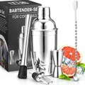 6-tlg Set Cocktail Shaker Edelstahl Cocktail-Set mit Sieb 750 ml Messbecher 2 Ausgießer Stößel Barlöffel Barkeeper Bar Zubehör Cocktailshaker ...