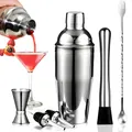 Retoo Cocktail Shaker Set, 6 Stück Edelstahl Cocktail Mix 750ML Bar Tools, Shaker Bar Zubehör, Professionelles Cocktail Mixing, Barware Set für Zuhause oder die Bar
