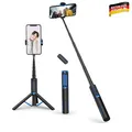 Selfie Stick 3in1 Bluetooth Fernbedienung 10m aus Aluminium Schwarz 50cm