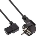 Inline® Netzkabel, Schutzk. gew. / Kaltgerätest. C13 links abgew., schwarz, 0,5m