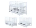 Baby-Delux Babybett Milo Bettkasten Schutzgitter, Kinderbett 60x120 cm weiß Schublade Barriere Kiefer Matratze