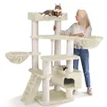 HAPPYPET Kratzbaum große Katzen XXL Jacob - Katzenbaum Deckenhoch, Stabil und Massiv mit Sisalsäulen und Dicker Bodenplatte, Ideal für Schwere Rassen
